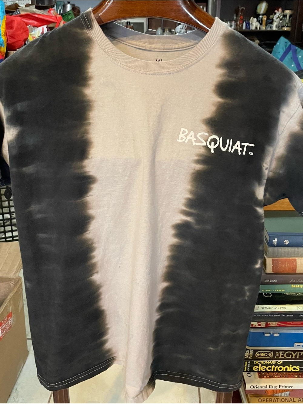 Basquiat Men’s Tie-Dye Crew Tee in Black and Cream